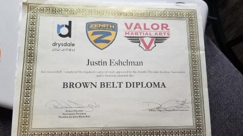 Brown belt · July 9, 2016 · Promoted by Donavon grotts