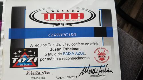 Blue belt · August 15, 2013 · Promoted by Marcio laselva