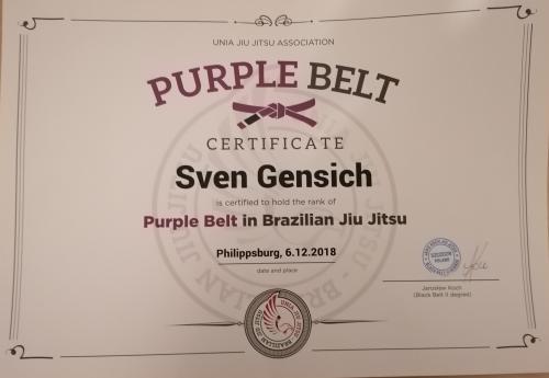 Purple belt · December 6, 2018 · Promoted by Jaroslaw Koch