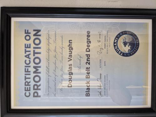 Black belt · January 1, 2011 · Promoted by Eddie Avelar to black belt and 1st degree. Promoted by John Ouano to 2nd degree
