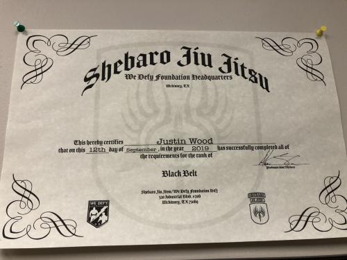 Black belt · September 12, 2019 · Promoted by Alan Shebaro