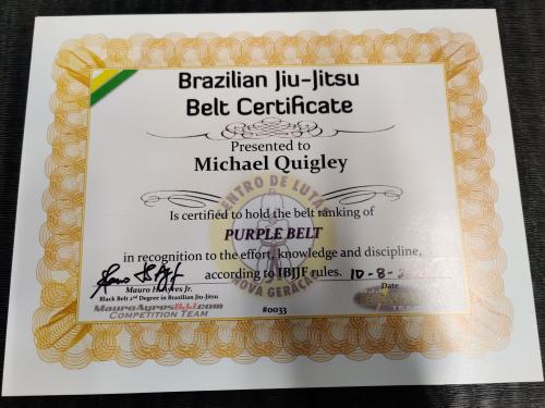 Purple belt · September 8, 2012 · Promoted by Francisco Albuquerque