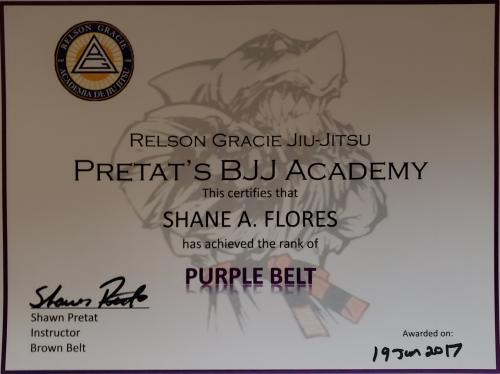 Purple belt · June 19, 2017 · Promoted by Shawn Pretat