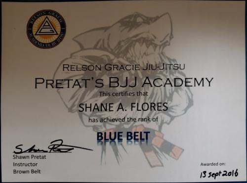 Blue belt · September 13, 2016 · Promoted by Shawn Pretat