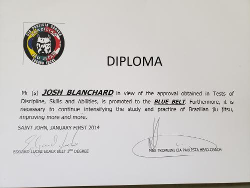 Blue belt · January 1, 2014 · Promoted by Edgard Luke