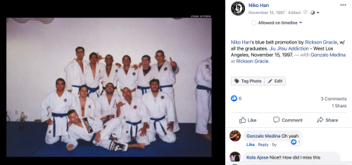 Blue belt · November 15, 1997 · Promoted by Rickson Gracie