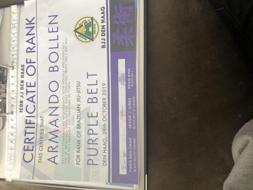 Purple belt · October 29, 2019 · Promoted by Farid ben omar
