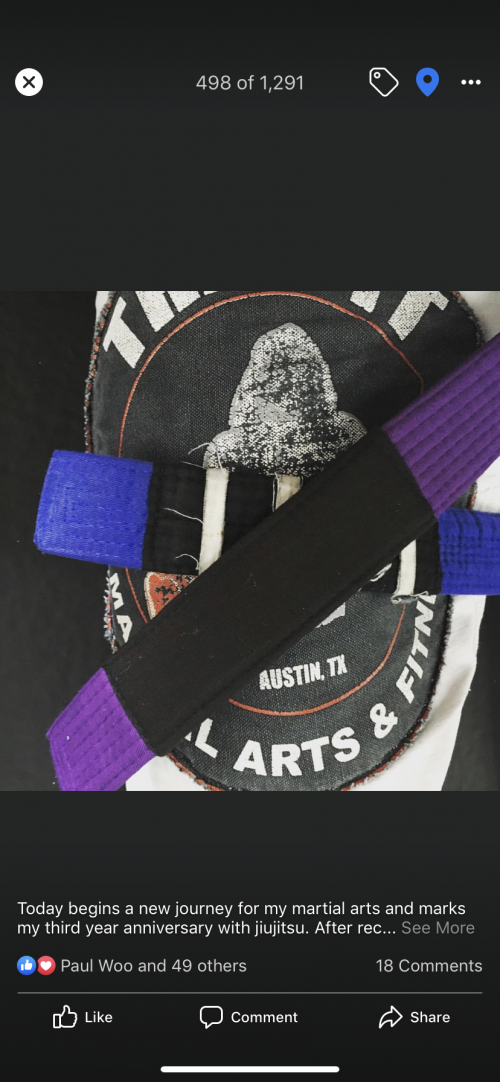 Purple belt · April 9, 2016 · Promoted by Jeff Hughs