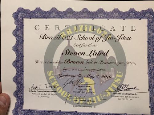 Brown belt · May 4, 2019 · Promoted by Andre Terencio