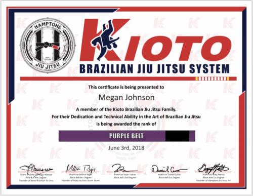 Purple belt · June 3, 2018 · Promoted by Greg Melita