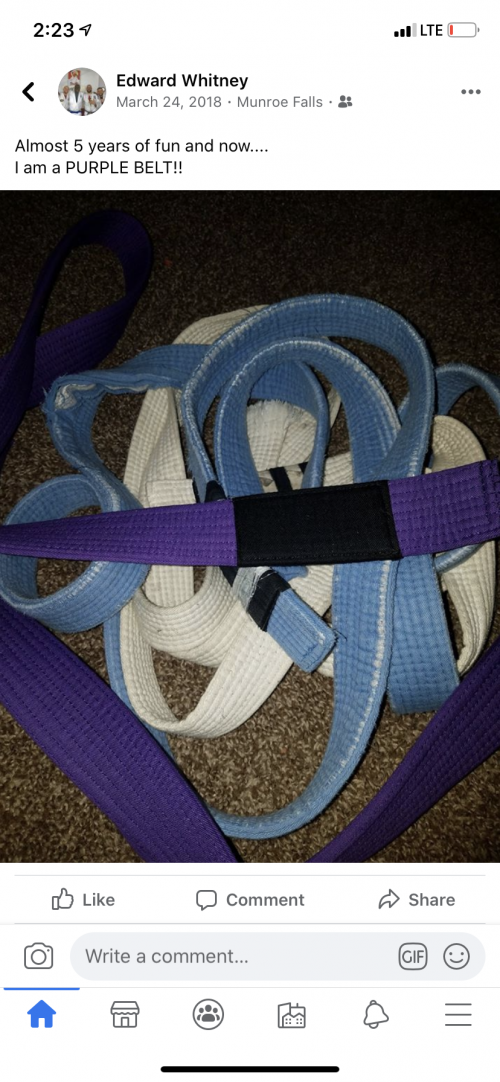 Purple belt · March 24, 2018 · Promoted by William Jones