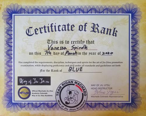 Blue belt · March 7, 2020 · Promoted by Nobuo Yagai