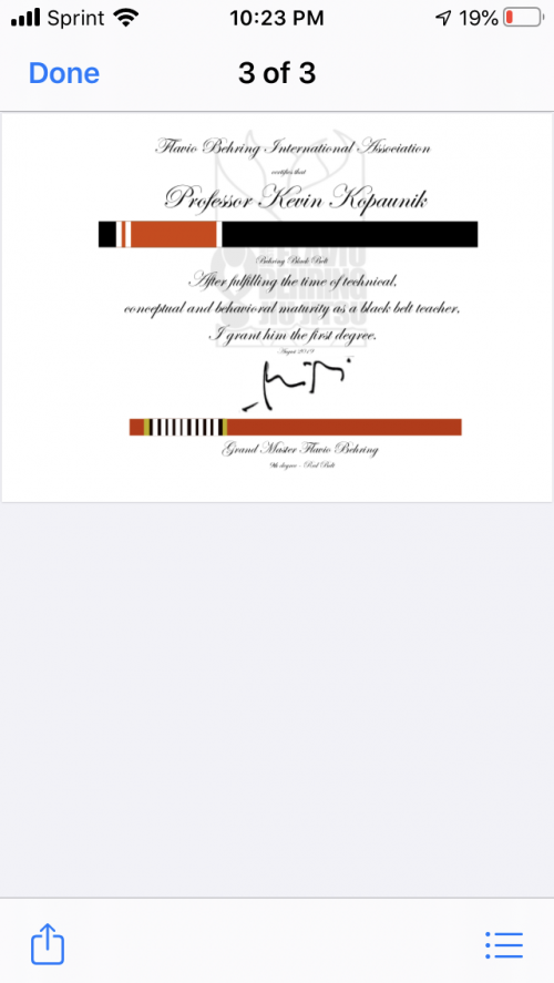 Black belt 1st degree · August 21, 2019 · Promoted by Rob Handley