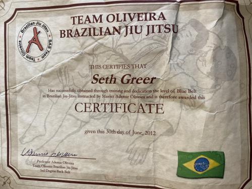 Blue belt · June 30, 2012 · Promoted by Ademir Pereira de Oliveira