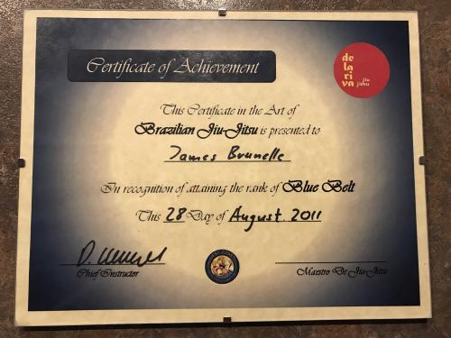 Blue belt · August 28, 2011 · Promoted by Don Whitefield