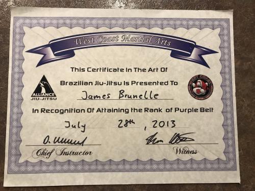 Purple belt · July 28, 2013 · Promoted by Don Whitefield