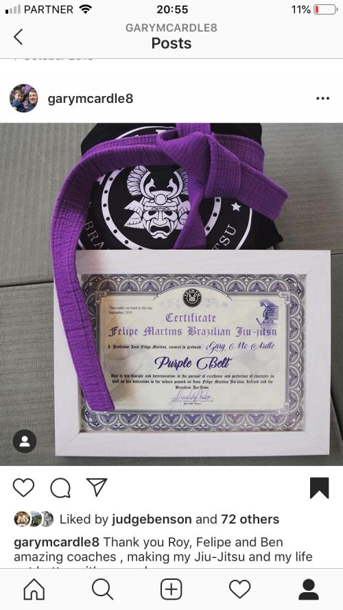 Purple belt · May 15, 2019 · Promoted by Luis Felipe