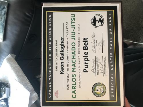 Purple belt · November 16, 2019 · Promoted by Bradley Lehuta