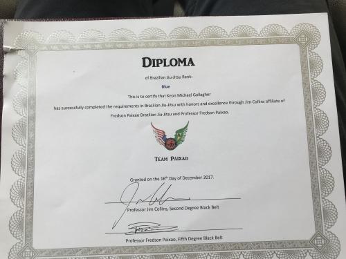 Blue belt · December 16, 2017 · Promoted by Fredson Piaxao