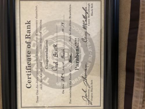 Blue belt · December 30, 2019 · Promoted by Casey Mccullough