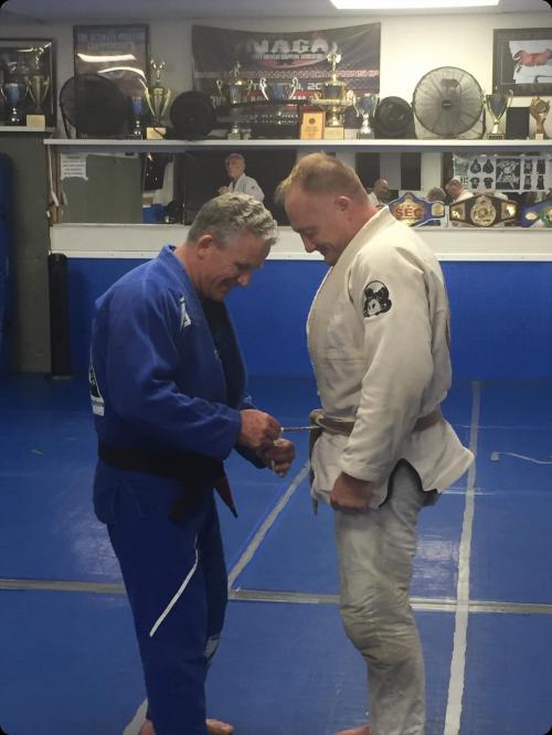Brown belt · November 21, 2018 · Promoted by Michael and Chris Onzuka