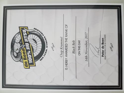 Black belt · November 14, 2017 · Promoted by Peter de Been