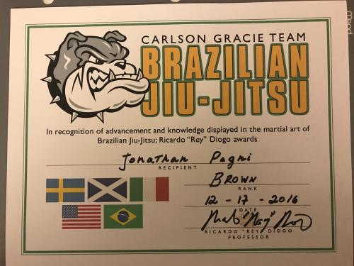 Brown belt · December 14, 2016 · Promoted by Ricardo Rey Diogo