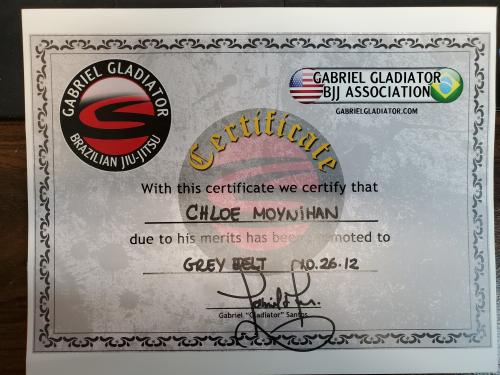 Gray belt · October 24, 2011 · Promoted by Gabriel Gladiator
