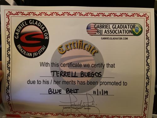 Blue belt · November 1, 2019 · Promoted by Gabriel Gladiator