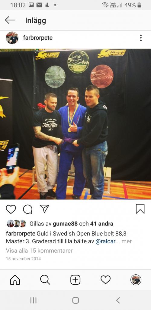 Purple belt · November 20, 2014 · Promoted by Ricard Carneborn