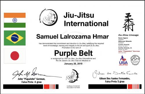Purple belt · January 26, 2019 · Promoted by John "PapaJohn" Gorman