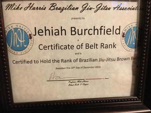 Brown belt · December 10, 2016 · Promoted by Mike Harris