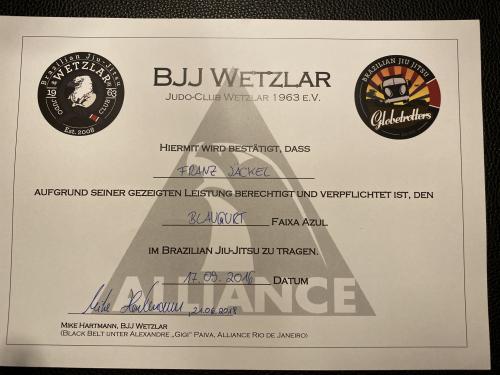 Blue belt · September 17, 2016 · Promoted by Mike Hartmann