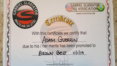 Brown belt · November 1, 2019 · Promoted by Gabriel Gladiator