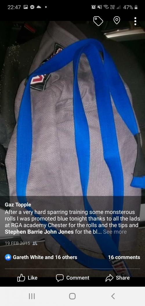 Blue belt · February 16, 2015 · Promoted by Stephen Jones