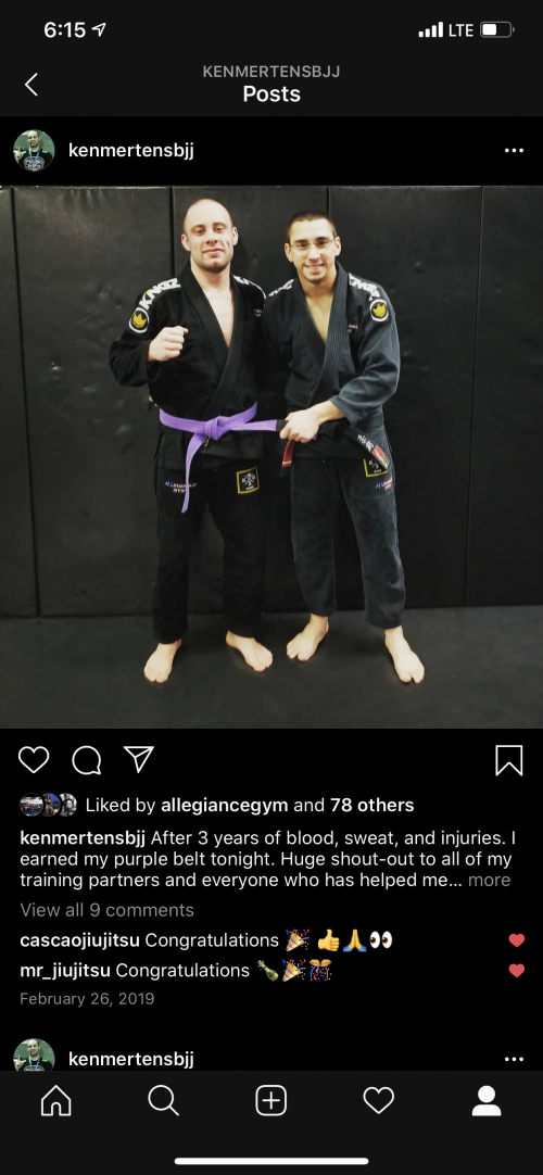 Purple belt · February 26, 2019 · Promoted by Matheus Brito
