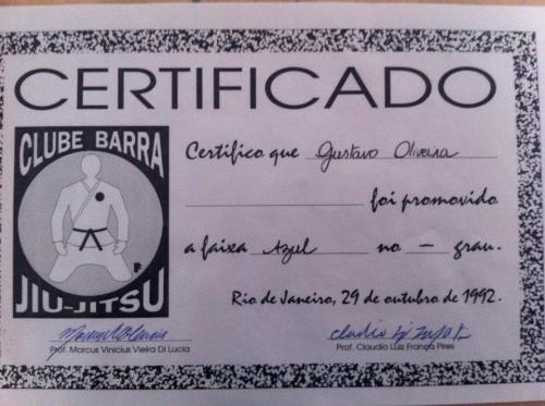 Blue belt · October 29, 1992 · Promoted by Claudio França