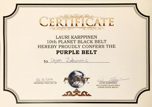 Purple belt · October 22, 2019 · Promoted by Lauri Karppinen