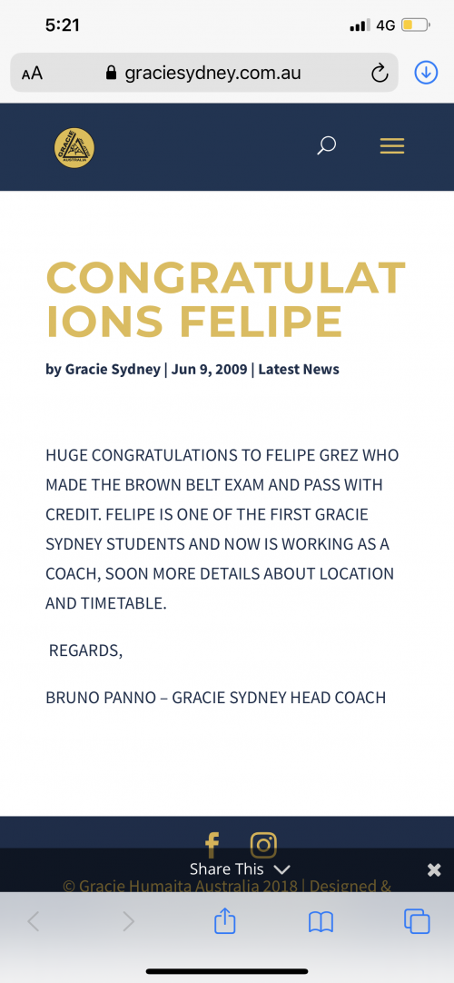 Brown belt · June 9, 2009 · Promoted by Bruno Panno