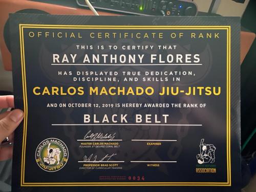 Black belt · October 12, 2019 · Promoted by Master Carlos Machado