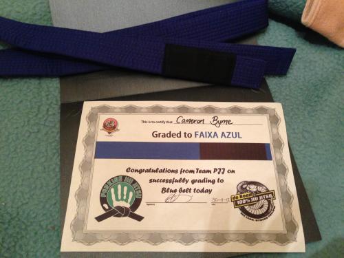 Blue belt · November 30, 2012 · Promoted by Deon Perkins