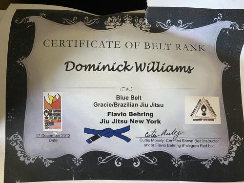 Blue belt · December 17, 2012 · Promoted by Curtis Mosely