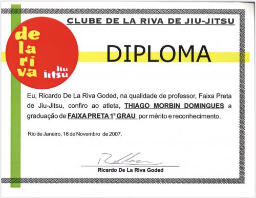 Black belt 1st degree · November 16, 2007 · Promoted by Ricardo De Lá Riva Goded