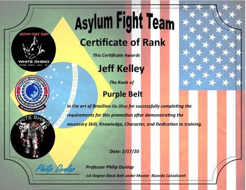 Purple belt · February 27, 2020 · Promoted by Philip Dunlap