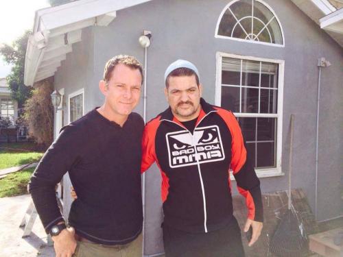 Catching up w/ Rigan during a visit home at Chris Haueter's Garage 2015