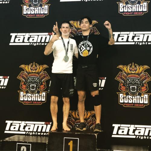 Open weight adult silver. I won the first round, got subbed in the second, and lost the third by...disqualification. Opps. Probably should have read the rules pdf.