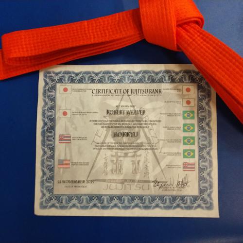 Orange belt · November 11, 2019 · Promoted by Benjamin Rothrock