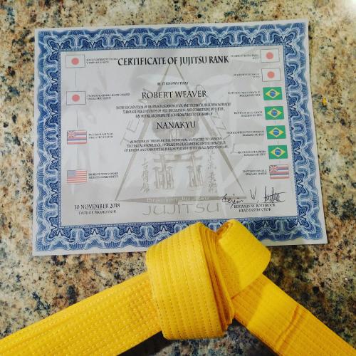 Yellow belt · November 10, 2018 · Promoted by Benjamin Rothrock