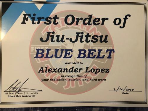 Blue belt · February 16, 2020 · Promoted by Michael Fernandez
