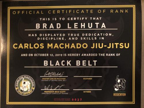 Black belt · October 12, 2019 · Promoted by Master Carlos Machado